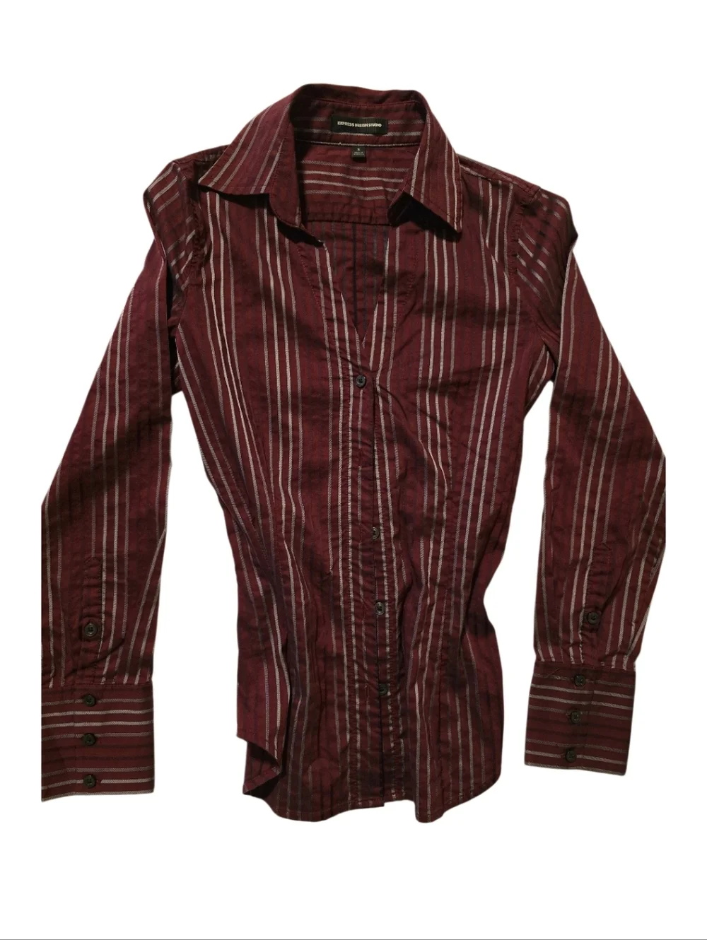 Express Solid Green, Burgundy and White Stripeswith Size:M - Picture 3 of 6